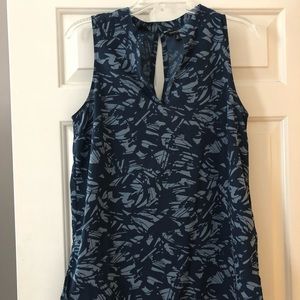 Blue geometric print blouse